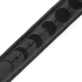 Levy's 2.5" Padded Garment Leather Guitar Strap - Moon Phases Black