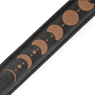 Levy's 2.5" Padded Garment Leather Guitar Strap - Moon Phases Brown