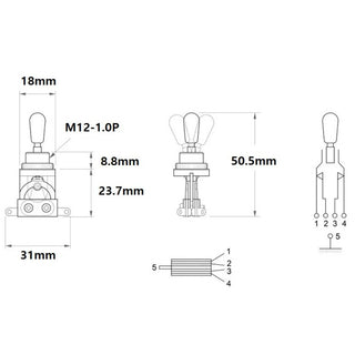 Allparts Short Toggle Switch - Chrome With Black Tip