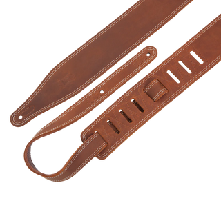 Levy's 2.5" Butter Double Stitch Leather Guitar Strap - Brown