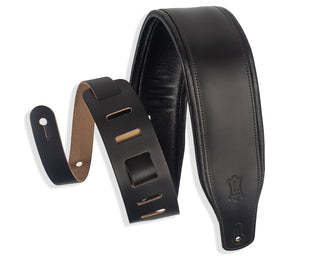 Levy's 3" Padded Grain Leather Guitar Strap - Black