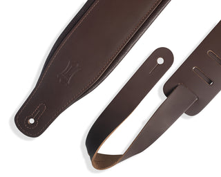 Levy's 3" Padded Grain Leather Guitar Strap - Dark Brown