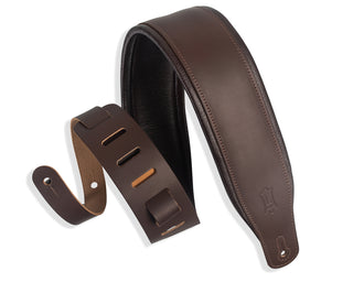 Levy's 3" Padded Grain Leather Guitar Strap - Dark Brown