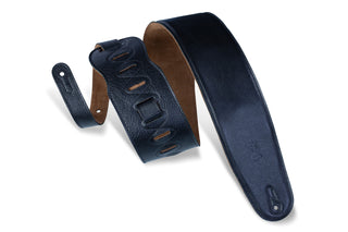 Levy's 3.5" Padded Garment Leather Bass Strap - Black