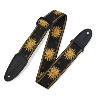 Levy's 2" Sun Design Lacquard Weave Guitar Strap - Black