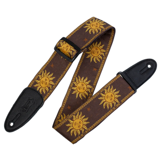 Levy's 2" Sun Design Lacquard Weave Guitar Strap - Brown