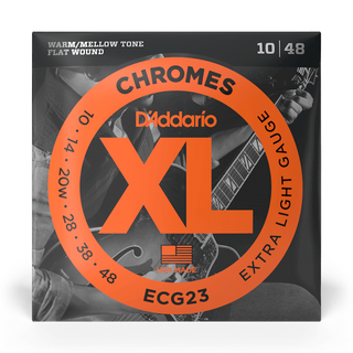 D'Addario XL Chromes Flat Wound Electric Guitar Strings - Extra Light 10-48